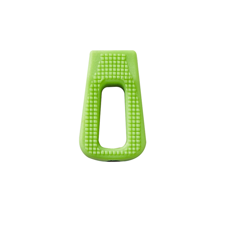 crafted zipper puller with a brand's logo